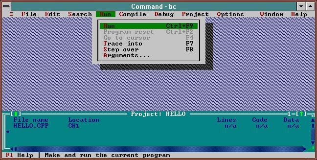 Main | Debug | Run