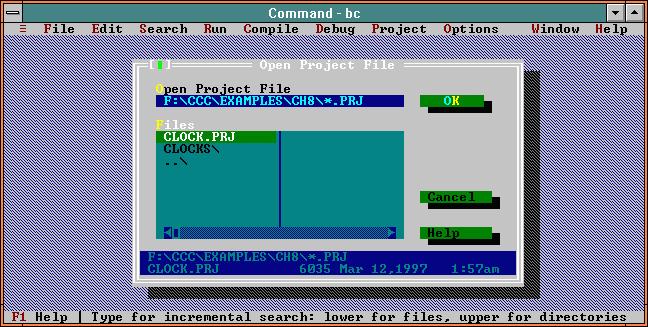 BC3.1 Project dialog box