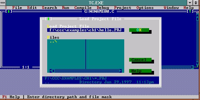 TC3.0 Project dialog box