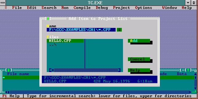 TC3.0 Select file to insert into project