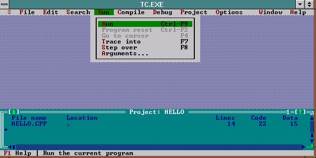Main | Debug | Run