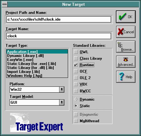 New Target - Select Static Libraries, and 
        Deselect OWL & Class Libraries, Leave Runtime