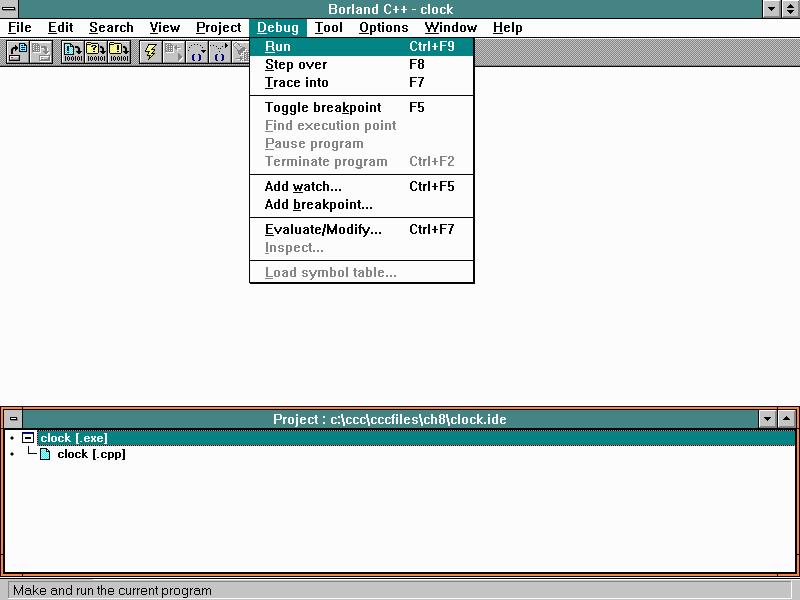 Main | Debug | Run
