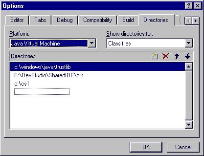 The options dialog